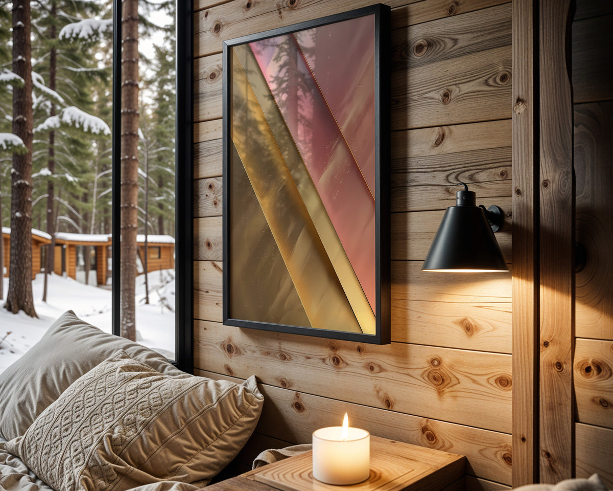 Pink Gold Diagonal Bands II - Wall View