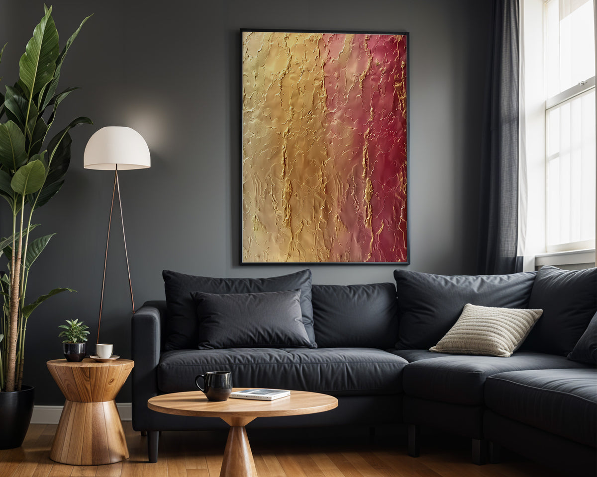 Mustard Red Gold Crinkle - Alt Wall View