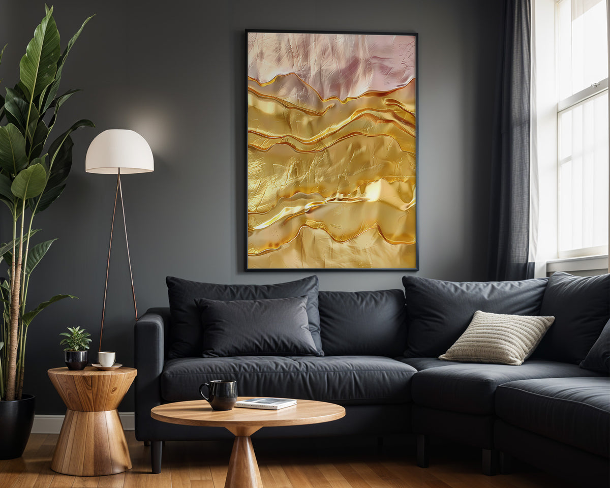 Pink Gold Wave Layers - Alt Wall View