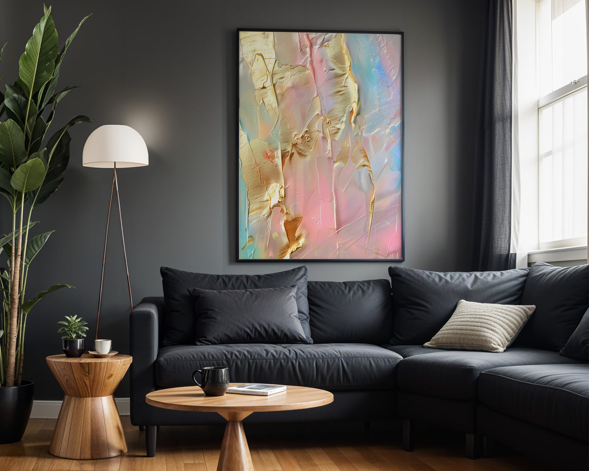 Pastel Pink Blue Gold Brushed - Alt Wall View