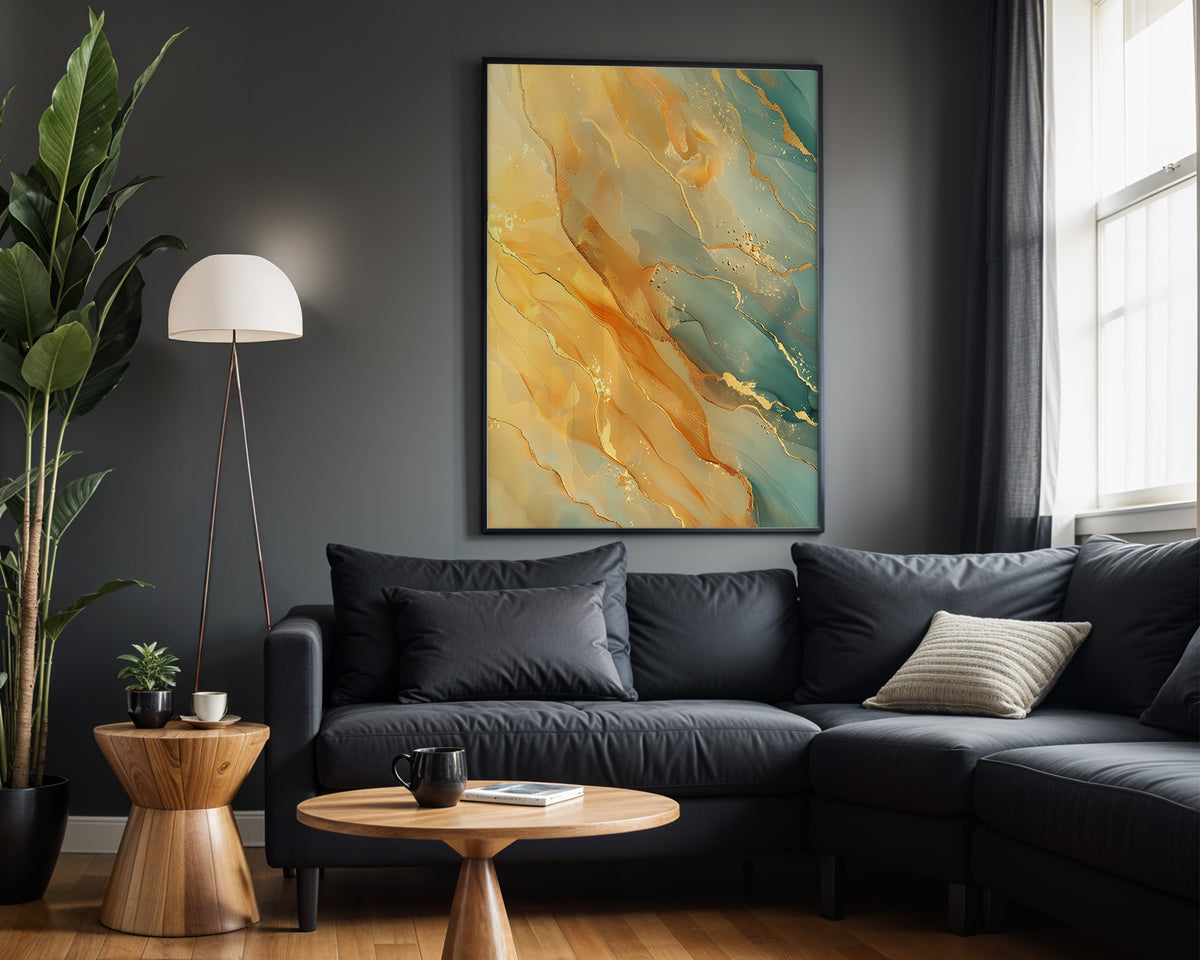 Marigold Teal Gold Wave - Alt Wall View