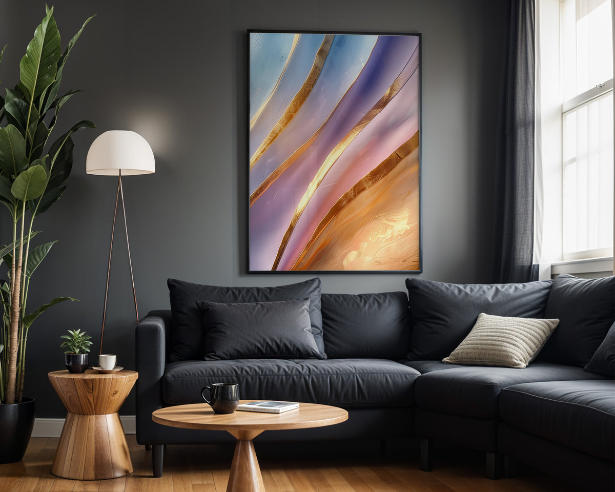 Pastel Stripes Gold Bands - Alt Wall View