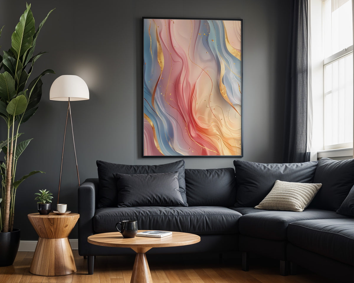 Pastel Rainbow Gold Flames - Alt Wall View
