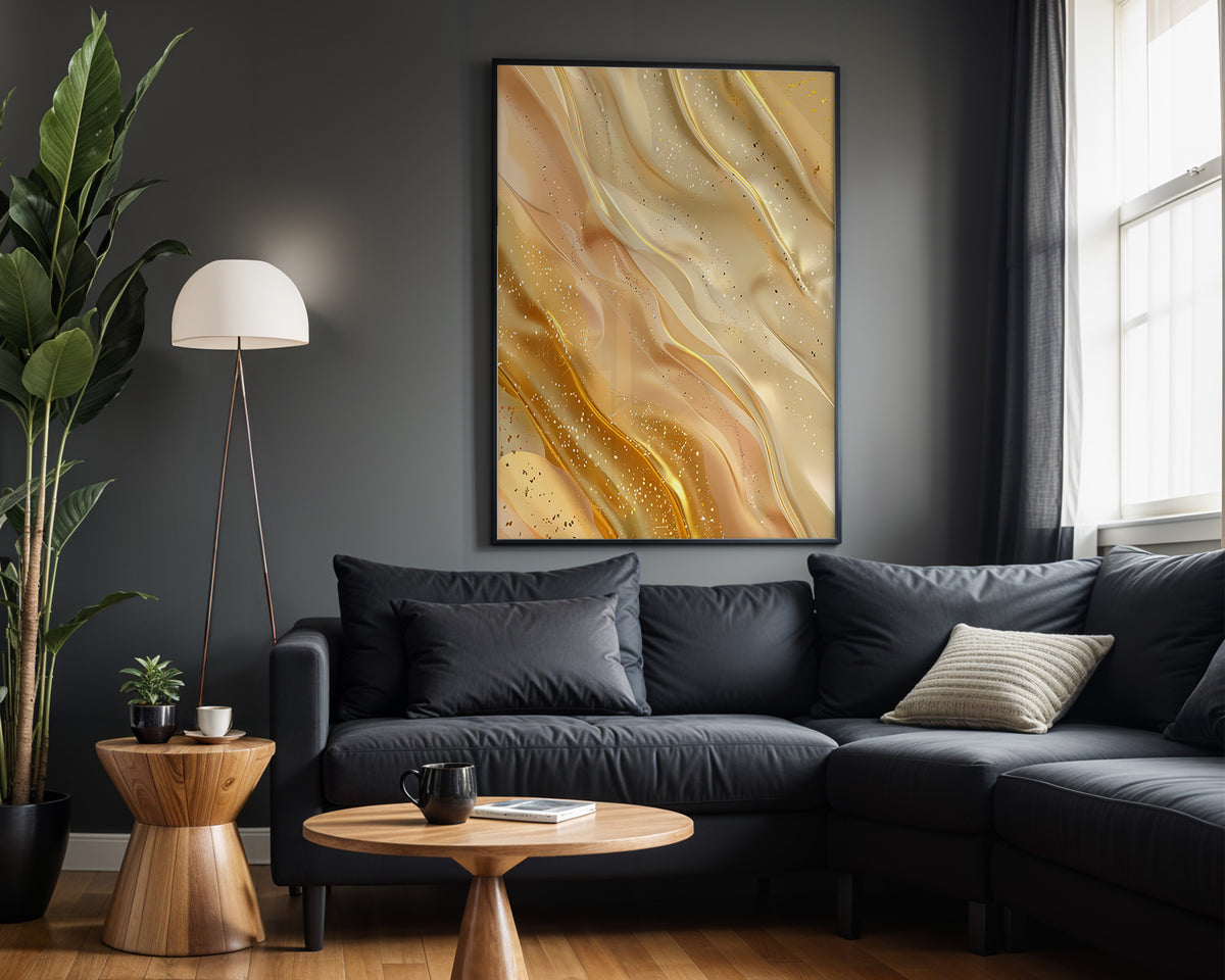 Champagne Gold Glitter Wave - Alt Wall View