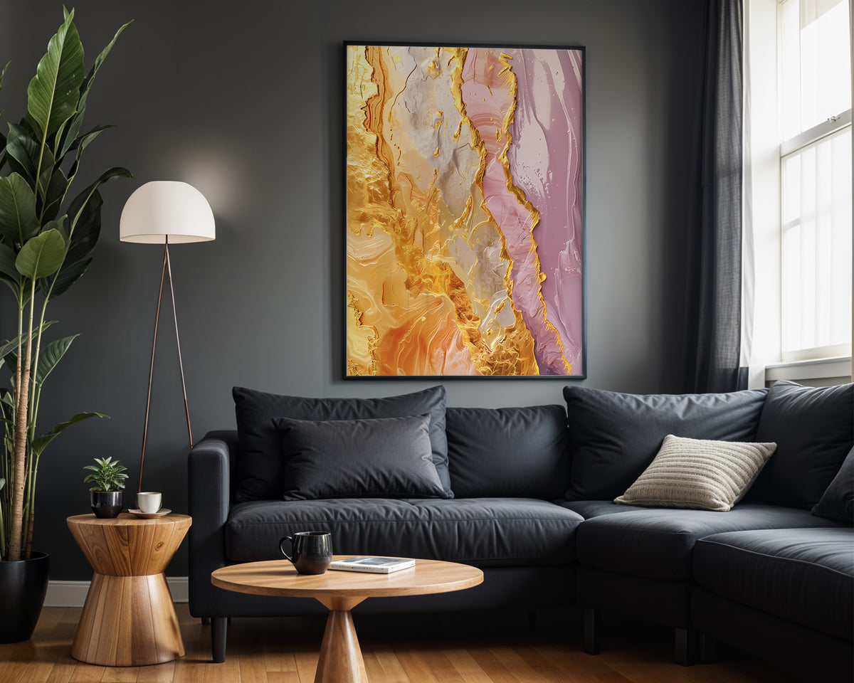 Pink Gold Sunset Crack - Alt Wall View