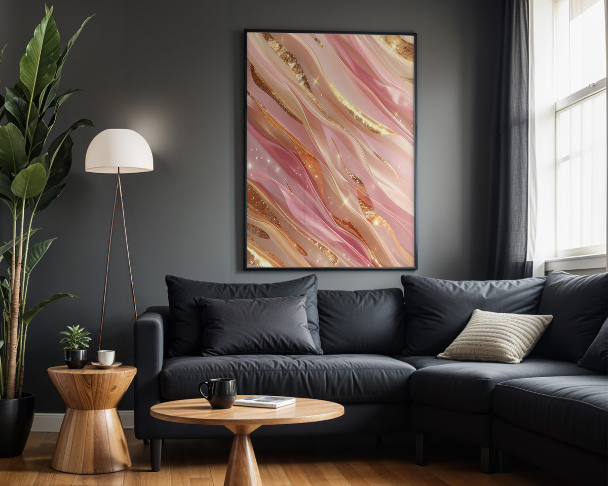Rose Pink Gold Glitter Wave - Alt Wall View