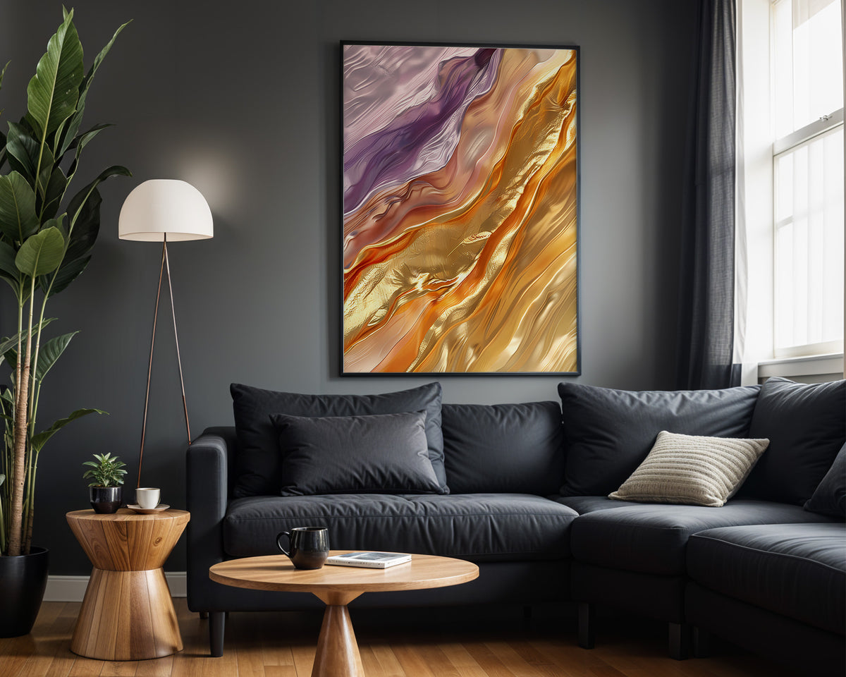 Purple Sunset Gold Wave - Alt Wall View