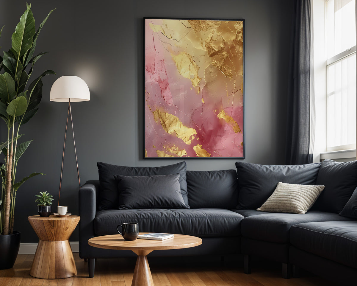 Pink Gold Splash Marble - Alt Wall View
