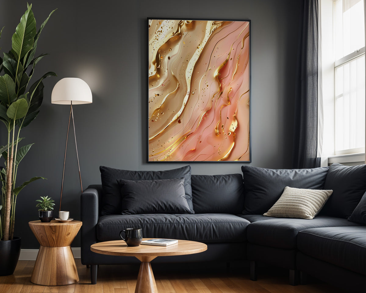 Caramel Peach Gold Drip - Alt Wall View