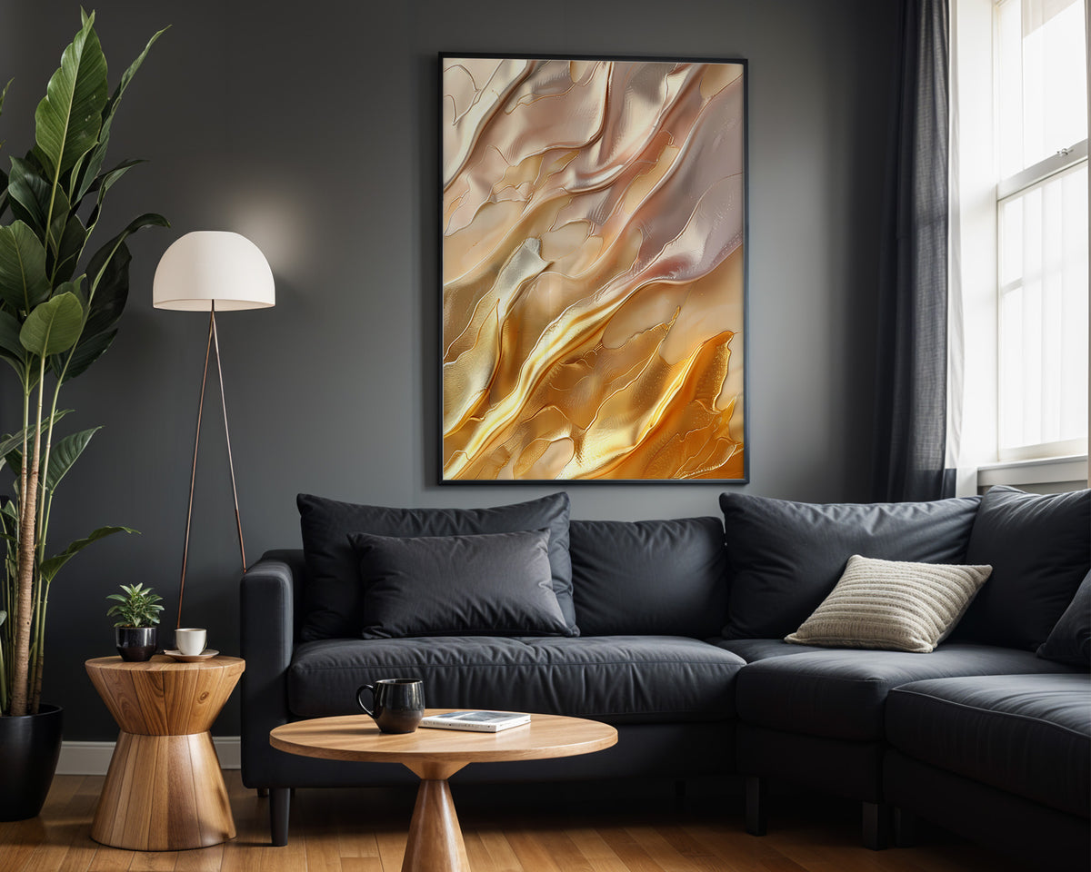 Cream Gold Silk Folds - Alt Wall View