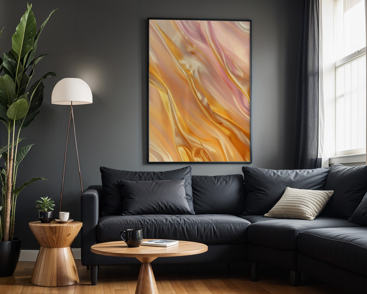Apricot Pink Gold Silk - Alt Wall View