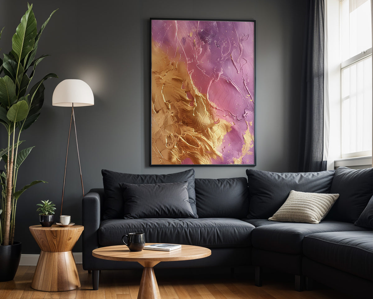 Purple Gold Brushstroke Marble - Alt Wall View