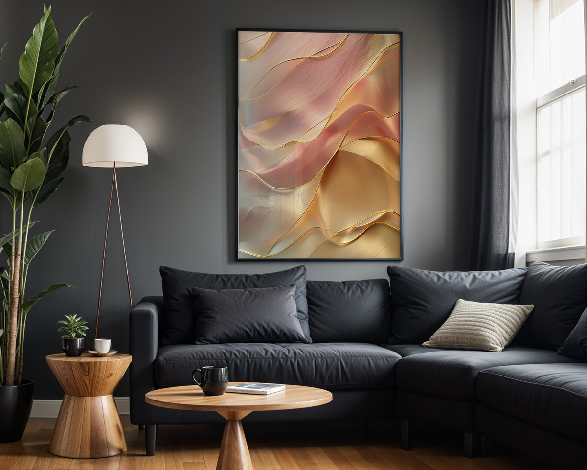 Pink Cream Gold Wave Curl - Alt Wall View