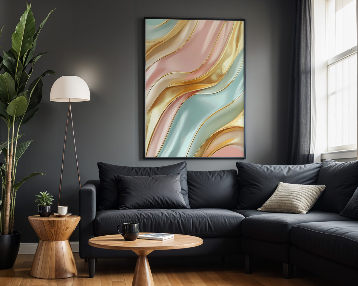 Pastel Rainbow Gold Wave - Alt Wall View