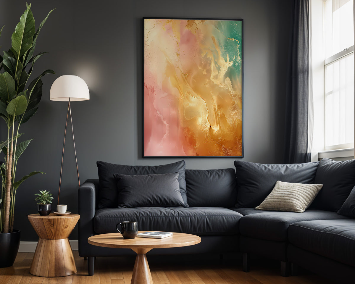 Pink Yellow Teal Gold Mist - Alt Wall View
