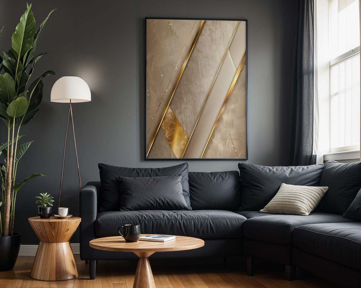 Champagne Gold Geometric Sliver - Alt Wall View
