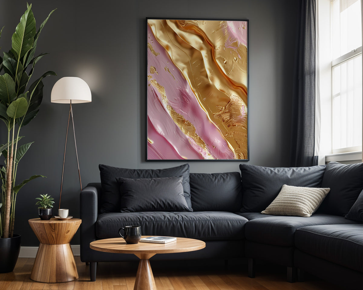 Pink Gold Diagonal Marble - Alt Wall View