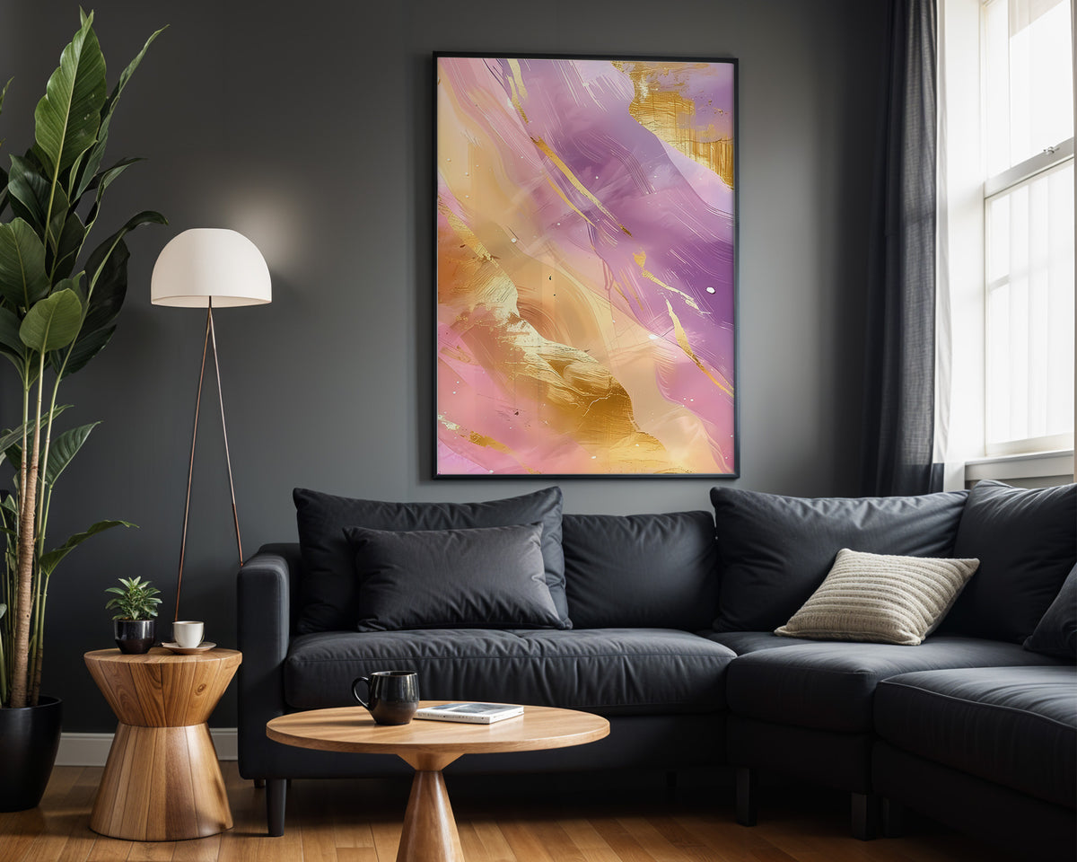 Lavender Peach Gold Streaks - Alt Wall View