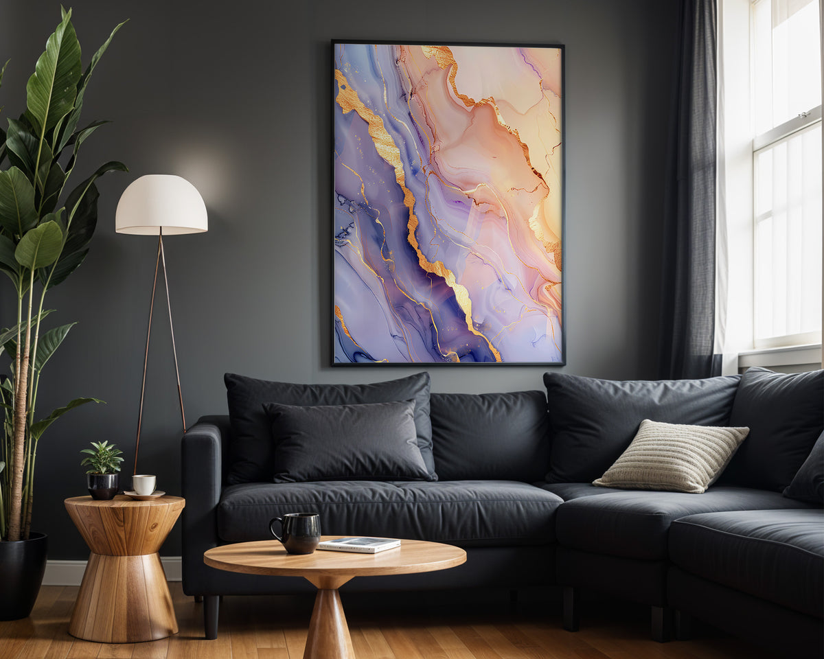 Purple Pink Gold Marble Coast - Alt Wall View