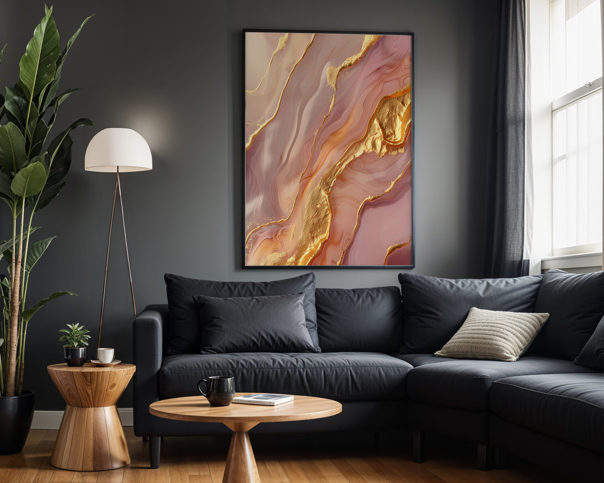 Rose Quartz Gold Marble - Alt Wall View