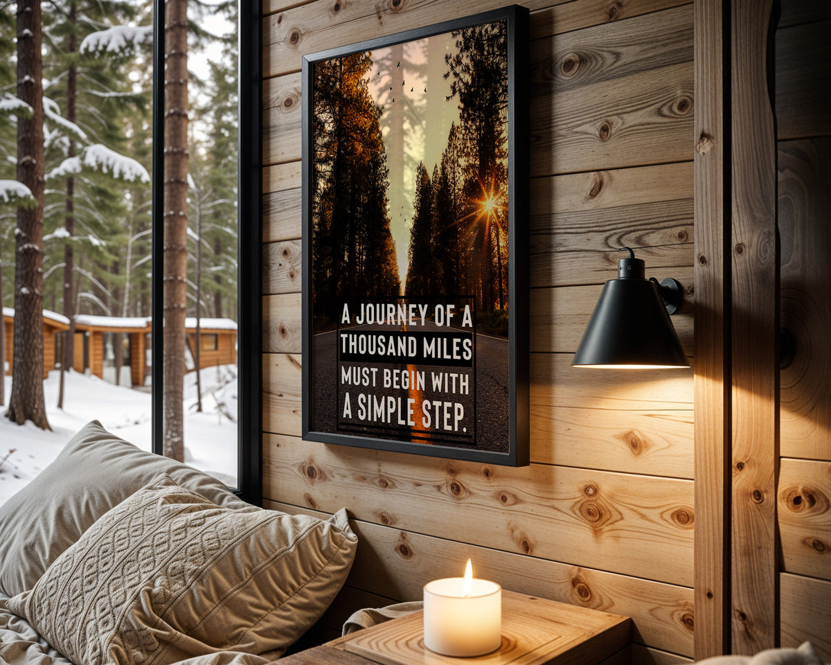 A Thousand-Mile Journey motivational wall art – main room view