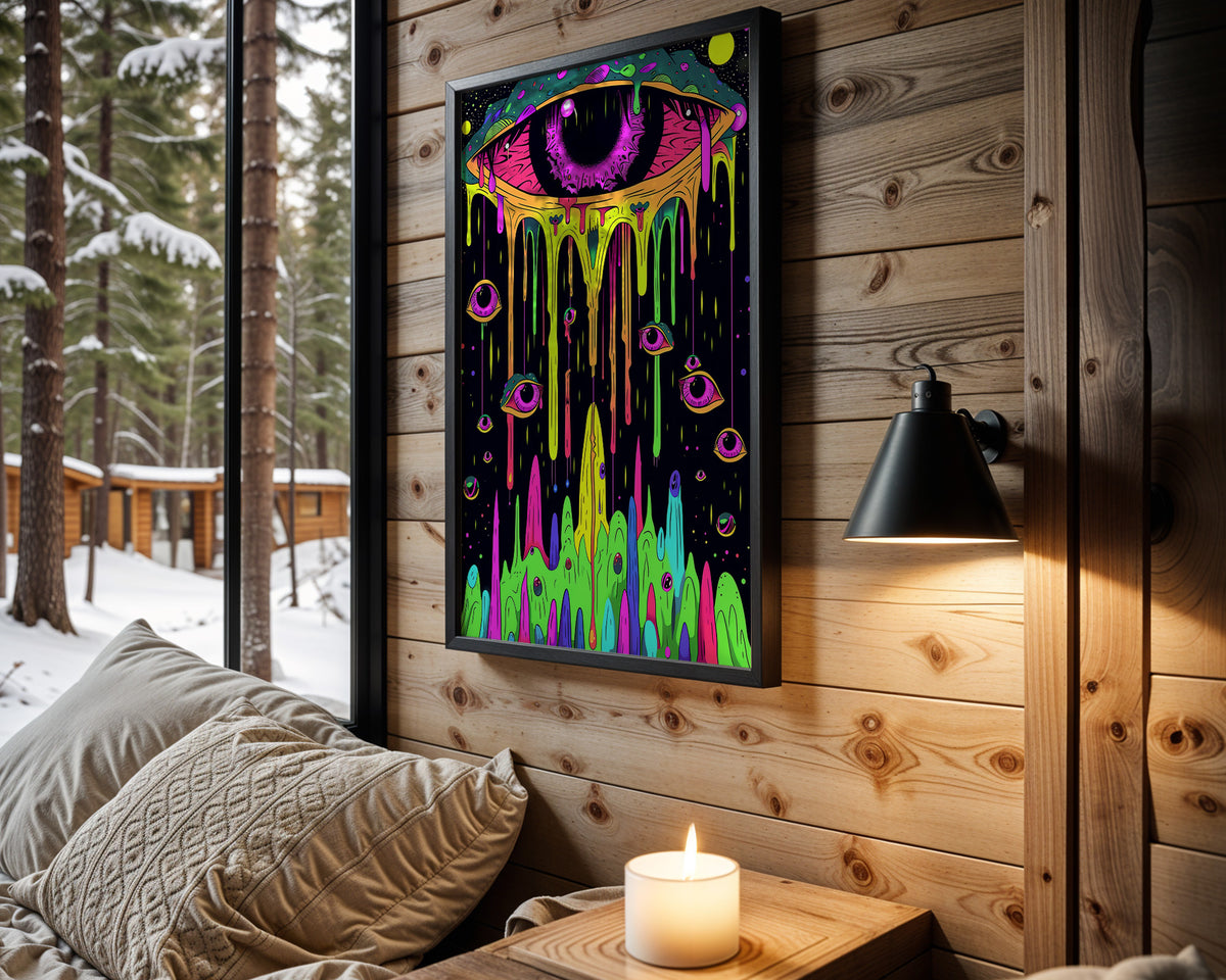 Acid Eye psychedelic wall art – cabin room view