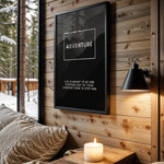 Adventure Awaits motivational wall art – main room view
