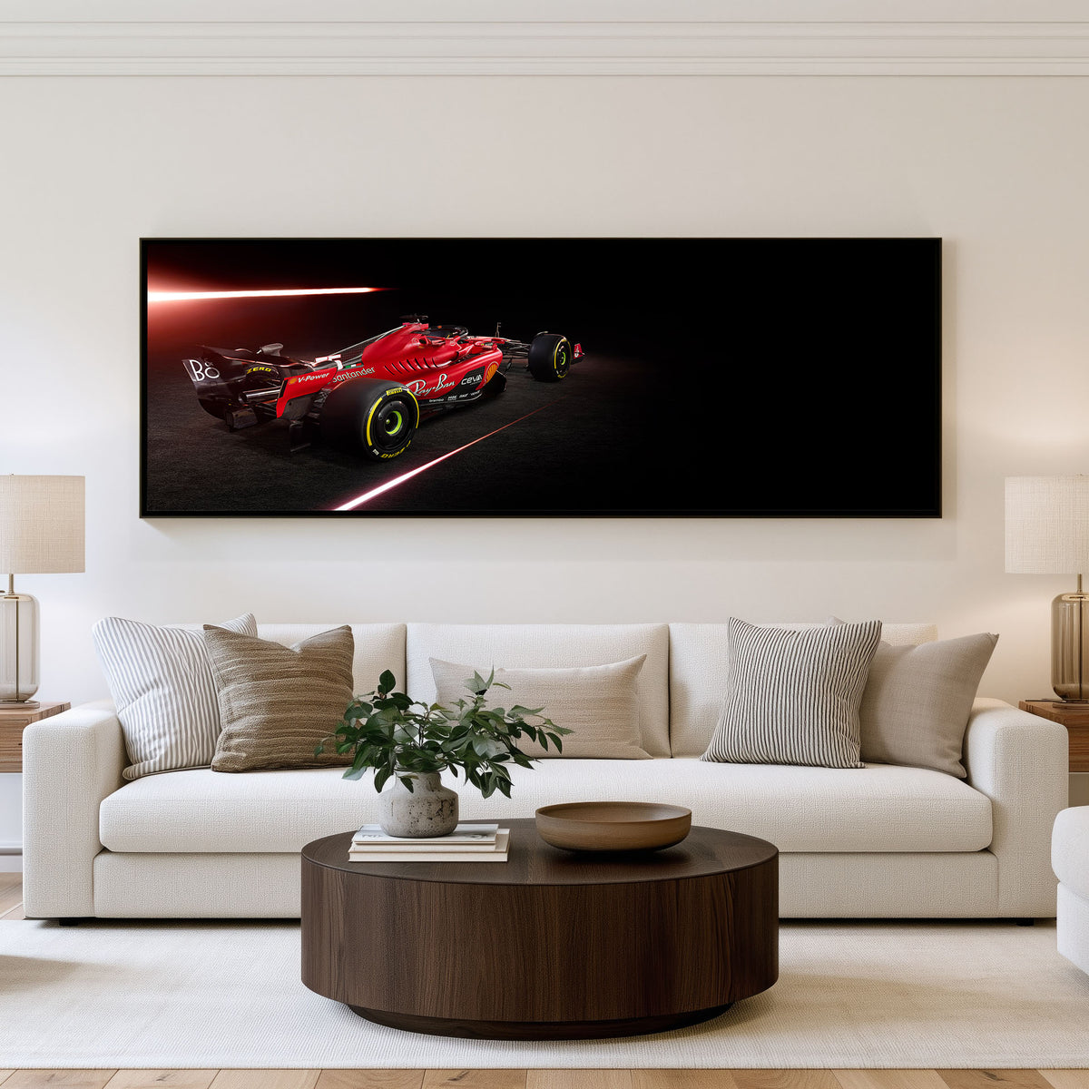 Aero Panoramic Formula 1 Wall Art shown in a living room