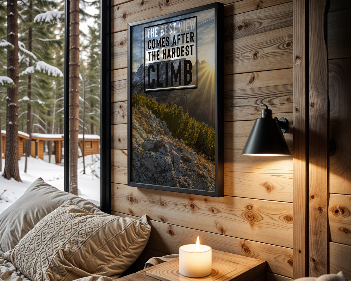 After the Hardest Climb motivational wall art – main room view
