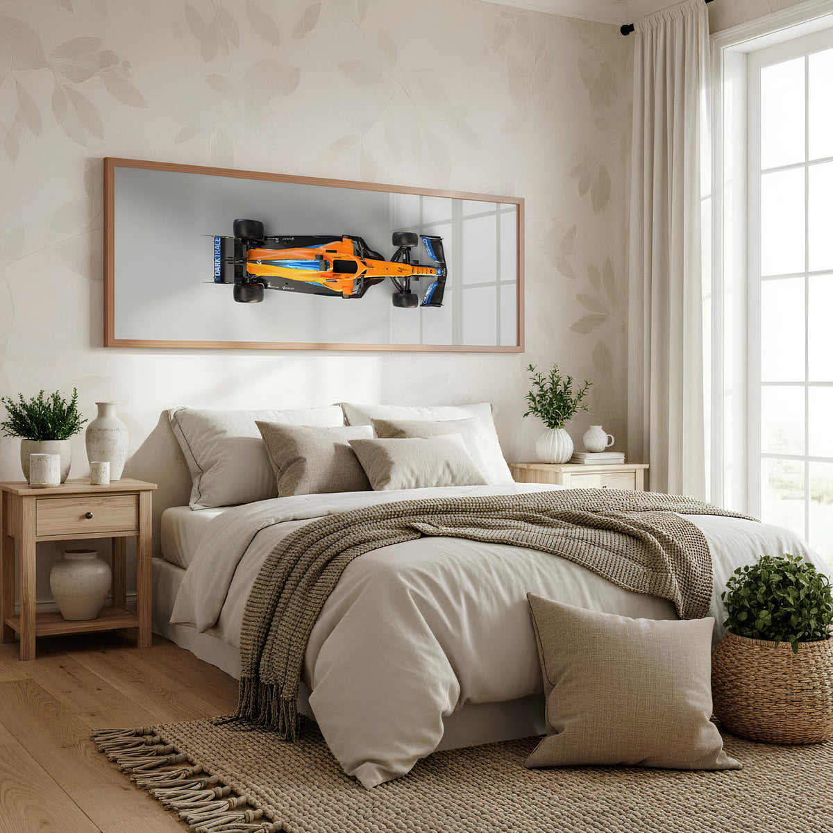 Apex Panoramic Formula 1 Wall Art shown in a bedroom
