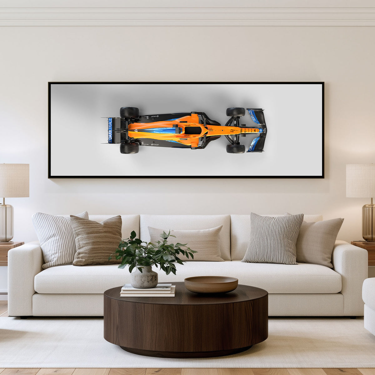 Apex Panoramic Formula 1 Wall Art shown in a living room