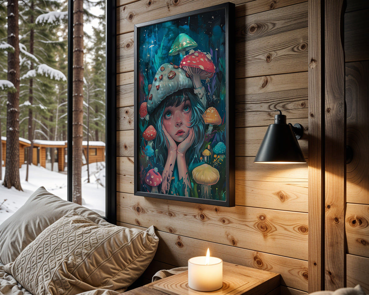Aquatic Muse psychedelic wall art – cabin room view