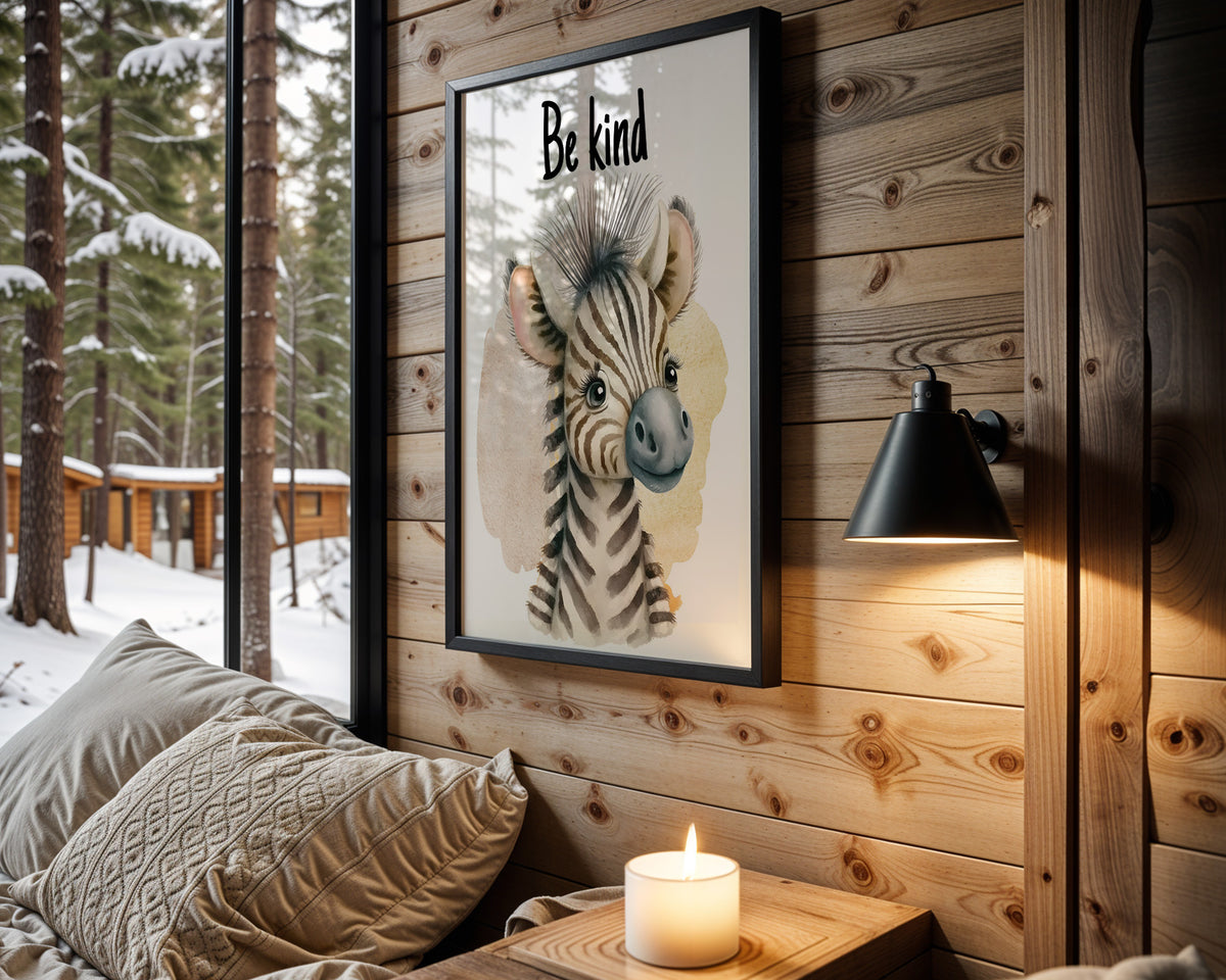 Be Kind Little One kids nursery wall art – main room view