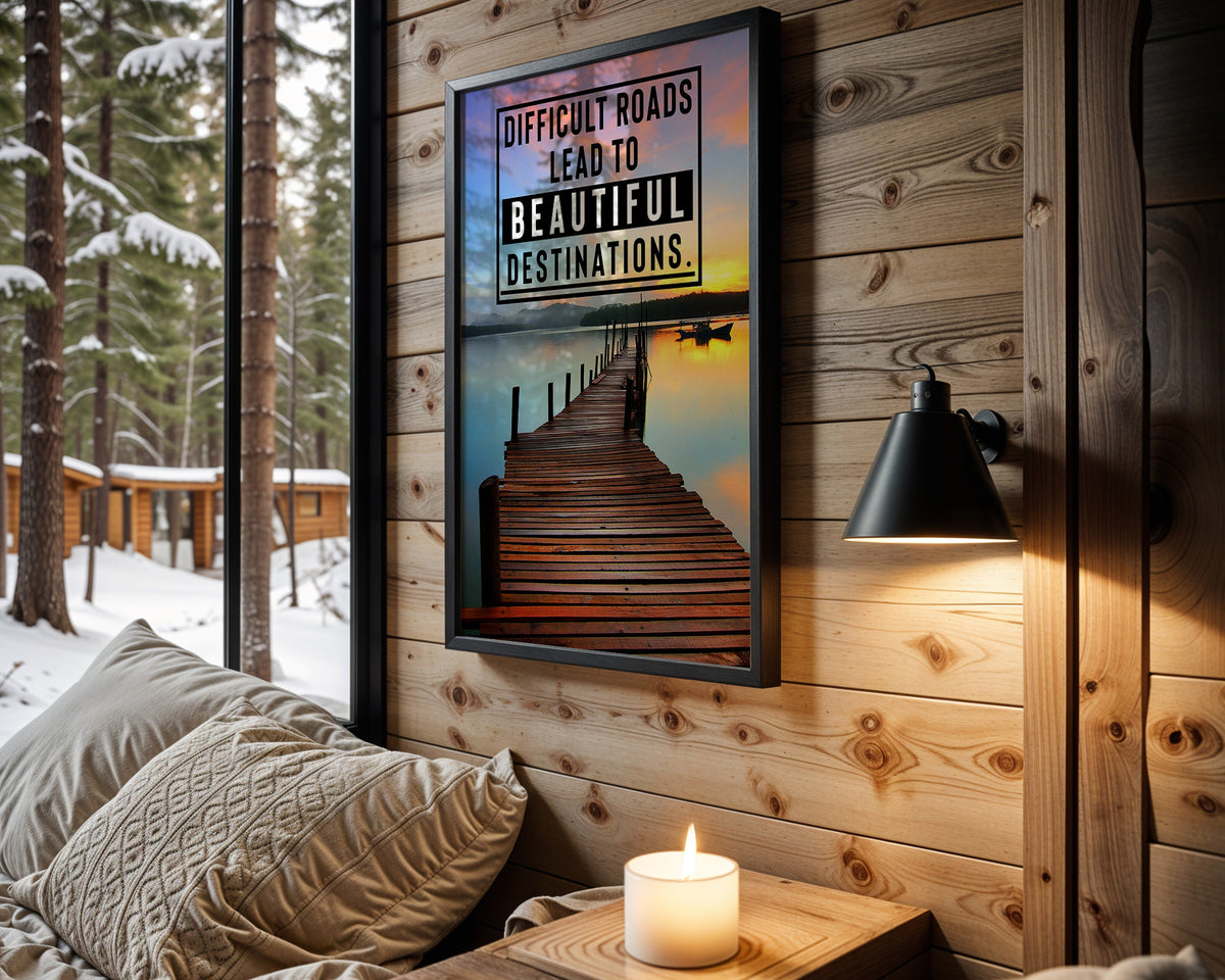 Beautiful Destinations motivational wall art – main room view