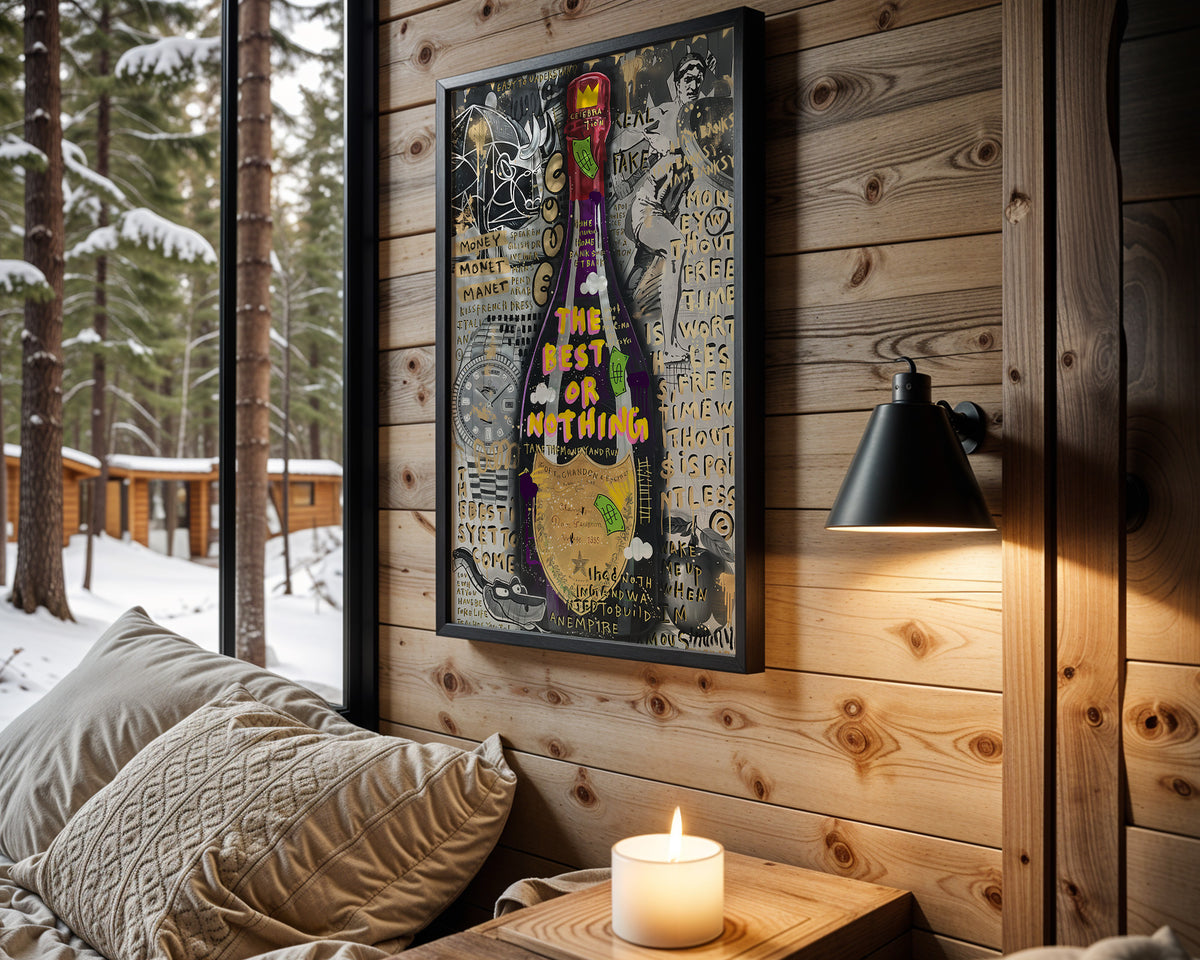 Best or Nothing wall art in cabin interior