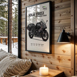 Kawasaki Ninja 1000SX Performance Tourer motorcycle wall art in a black frame