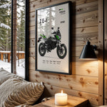 Kawasaki Z E-1 Sport motorcycle wall art in a black frame