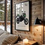 Kawasaki Z E-1 motorcycle wall art in a black frame