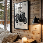 Kawasaki Z7 Hybrid Black motorcycle wall art in a black frame