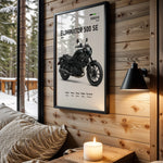 Kawasaki Eliminator 500 SE motorcycle wall art in a black frame