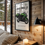 Kawasaki Ninja 1100SX SE Tourer motorcycle wall art in a black frame