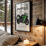 Kawasaki Ninja H2 SX SE Performance motorcycle wall art in a black frame