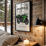 Kawasaki Ninja H2 SX SE Tourer motorcycle wall art in a black frame
