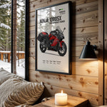 Kawasaki Ninja 1000SX Performance Tourer Red motorcycle wall art in a black frame
