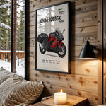 Kawasaki Ninja 1000SX Tourer Red motorcycle wall art in a black frame