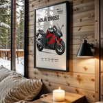 Kawasaki Ninja 1000SX Red motorcycle wall art in a black frame