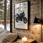 Kawasaki Z650 Sport motorcycle wall art in a black frame