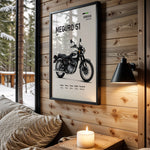 Kawasaki Meguro S1 motorcycle wall art in a black frame