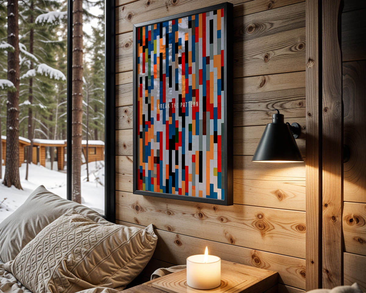Break the Pattern motivational wall art – main room view