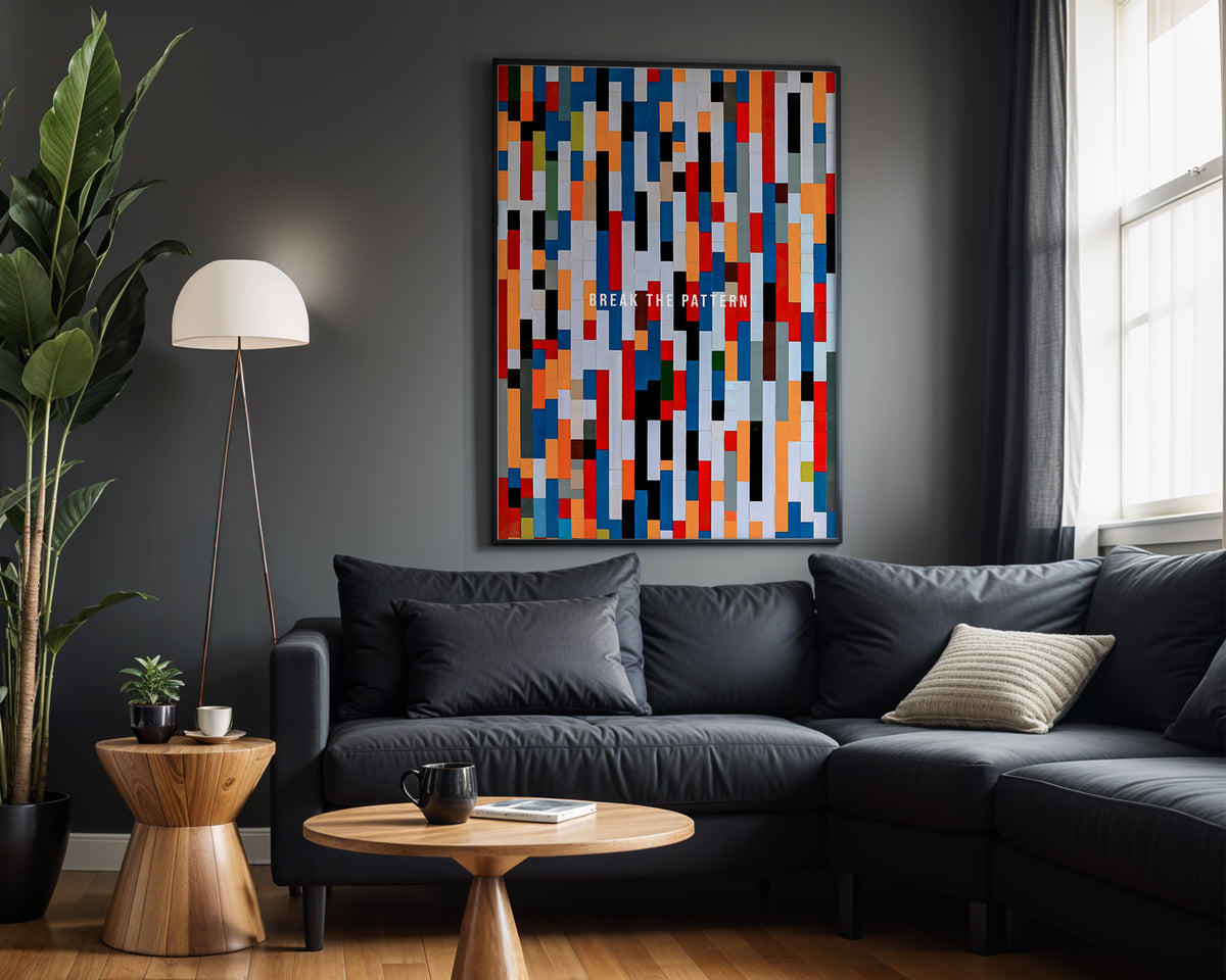 Break the Pattern motivational wall art – alternate room view